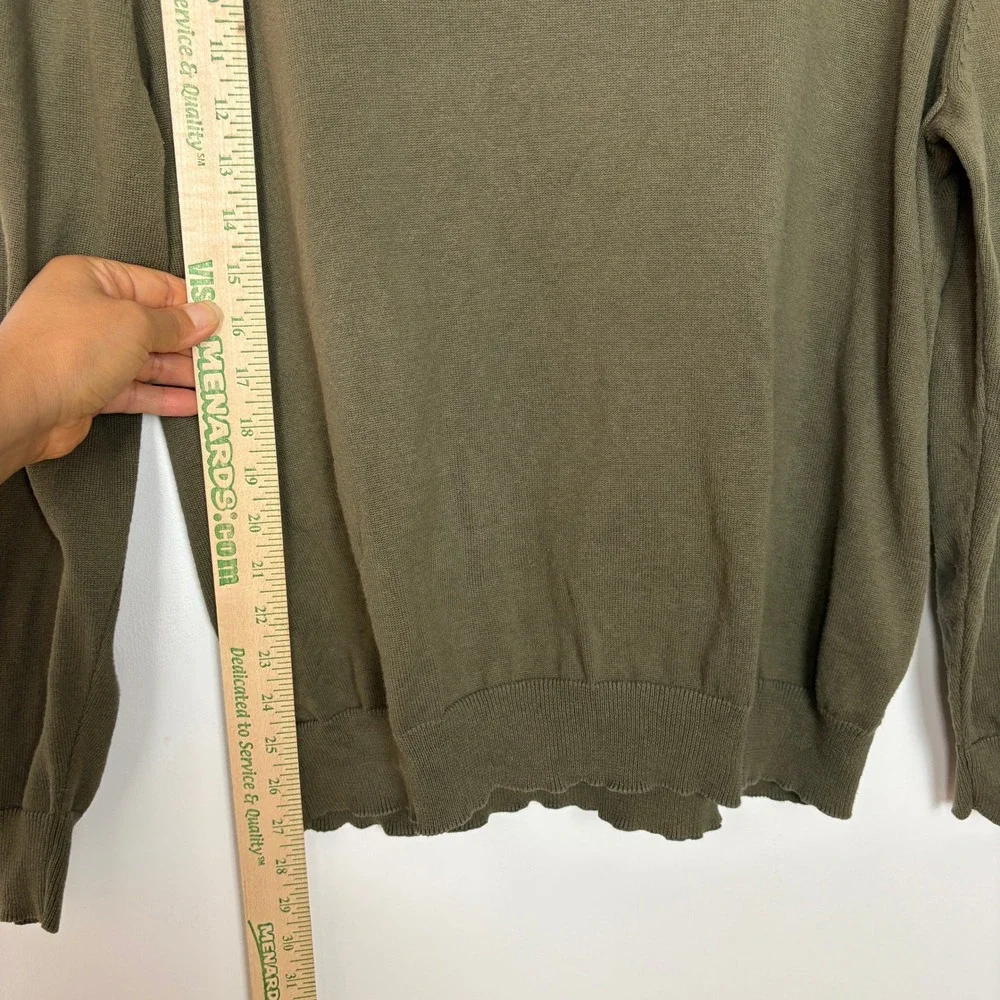 John Bartlett Men Henley Sweater Large Olive Green Elbow Patches Academia Preppy